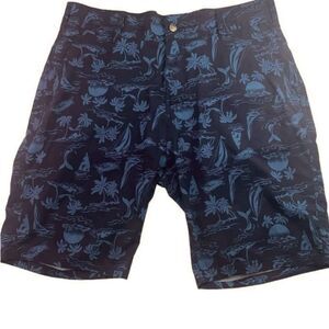 TRUNKS Men’s Sz 34 Navy Blue Tropical Print Multi Functional Hybrid Board Shorts